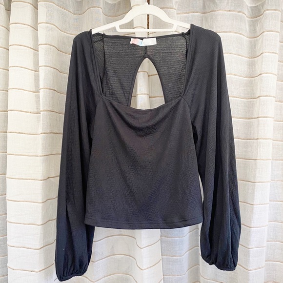 Free People Beach Square Neck Balloon Sleeve Top - Picture 1 of 8